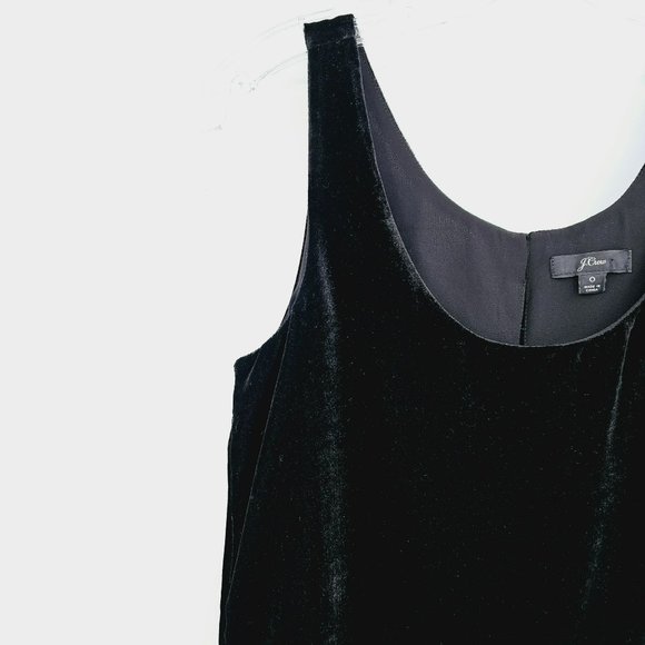 J Crew Velvet Tank Top 0 Black Lined Keyhole Button Back Classic Versatile Chic - Picture 3 of 11